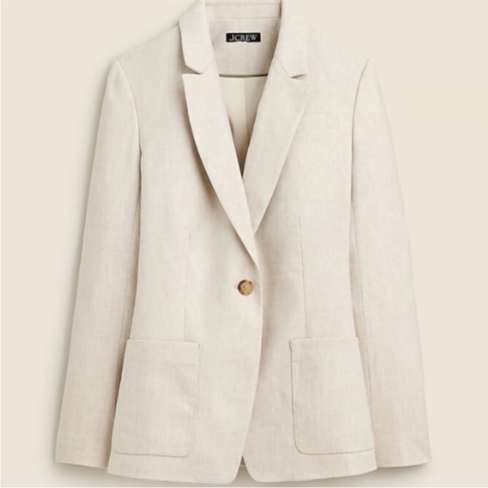 J. Crew Helena stretch linen blazer ivory flax size 00 USED ONCE